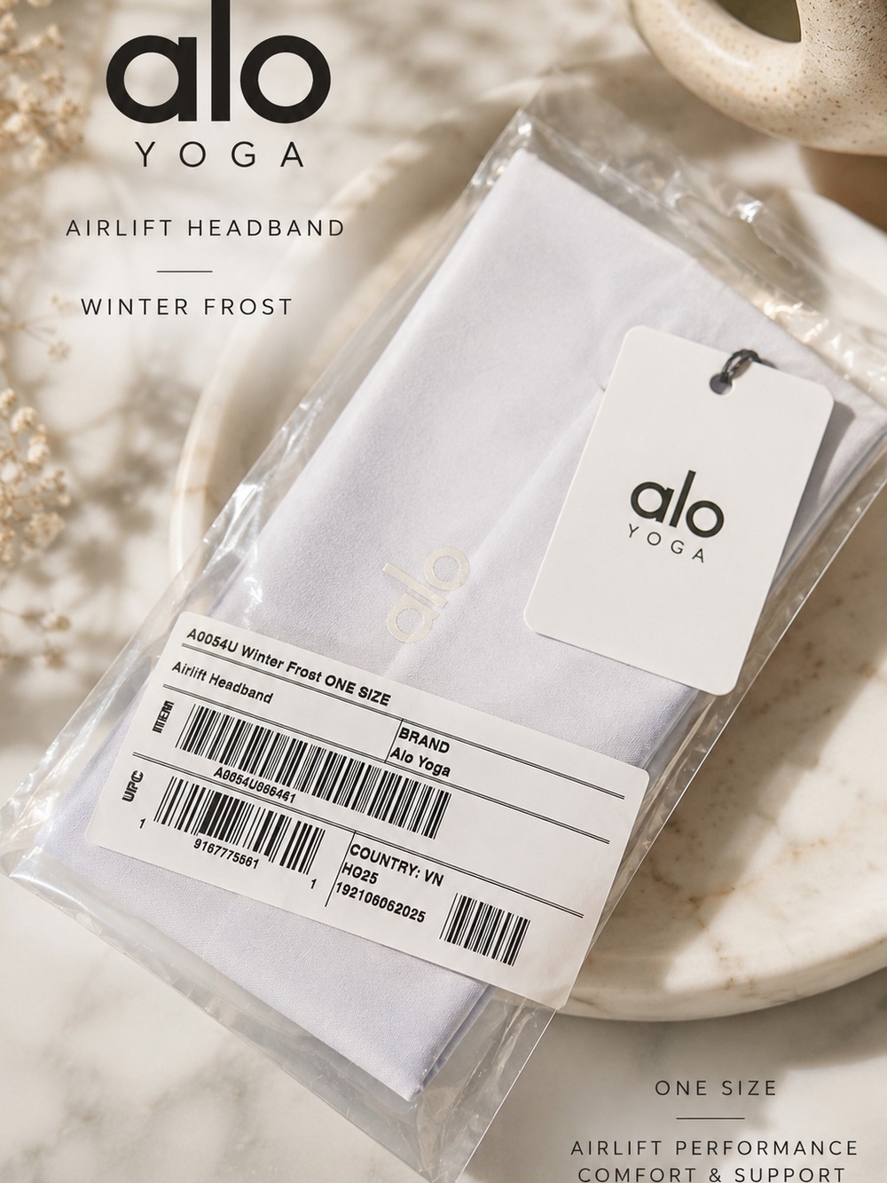 NWT Alo Yoga Airlift Headband Winter Frost  One Size Workout Hair Band